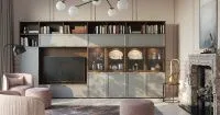 Классическая гостиная со вставками из стекла на фасадах, мебель на заказ MrDoors