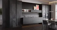 Кухня черная прямая (арт. Kit405), мебель на заказ MrDoors