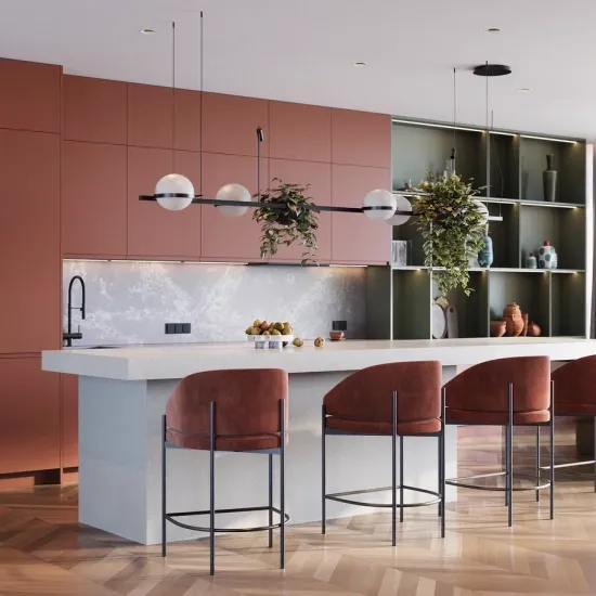 Кухня с кварцевой столешницей в стиле модерн (арт. Kit454), мебель на заказ MrDoors