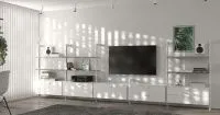 белая гостиная в стиле минимализм, интерьер