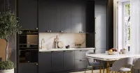 Кухня неоклассика в цвете антрацит (арт. Kit398), мебель на заказ MrDoors