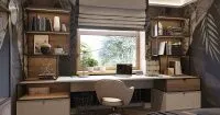 Фото рабочего кабинета в спальне, мебель на заказ MrDoors