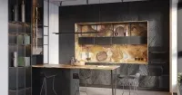 Кухня темная со стеллажной системой «Кадро» (арт. 291), мебель на заказ MrDoors