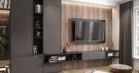 Гостиная с подвесными металлическими модулями Графит,, мебель на заказ MrDoors