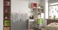 Дизайн детской комнаты для 2 школьников девочек с двухъярусной кроватью, мебель на заказ MrDoors