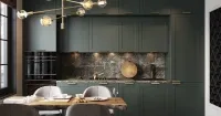 Зеленый матовый кухонный гарнитур из ДСП, мебель на заказ MrDoors
