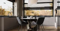 П-образная кухня в чёрно-белых тонах (арт. Kit511), мебель на заказ MrDoors