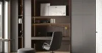 Кабинет с матовыми фасадами, темный (арт. St117), мебель на заказ MrDoors