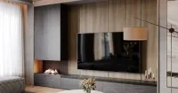 Гостиная с паровым камином в стиле модерн (арт. Lvr269), мебель на заказ MrDoors