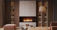 Гостиная с паровым камином (арт. Lvr271), мебель на заказ MrDoors