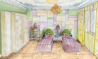 Детская с лоскутной стеной