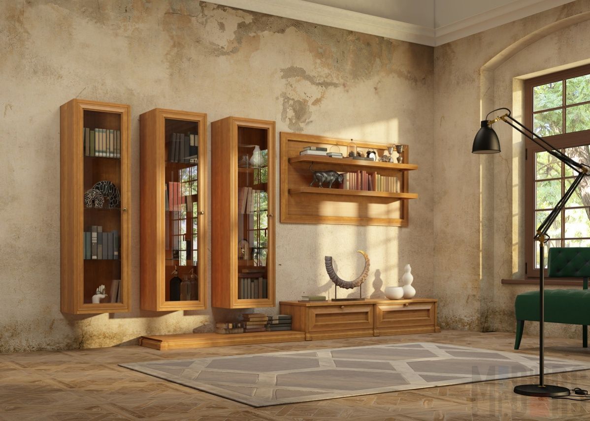 Гостиная 134 Mr. Doors Рыжая мебель для гостиной с подвесными модулями