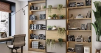 Стеллажная система для гостиной с раздвижной дверью, мебель на заказ MrDoors