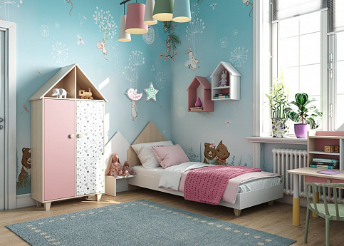 Красивая детская комната для девочки в розовых тонах, мебель на заказ MrDoors