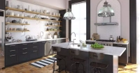 дизайн кухни с серыми фасадами