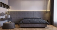 Мягкие стеновые панели в спальню Art Design, серые (арт. 112), мебель на заказ MrDoors