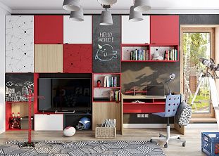 Яркая детская комната для двух школьников с двухъярусной кроватью, мебель на заказ MrDoors