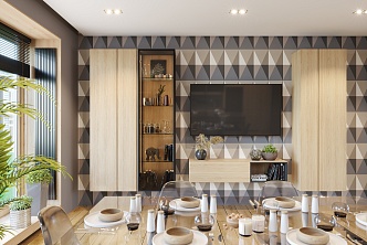 Современная гостиная с ТВ для кухни или столовой, мебель на заказ MrDoors