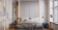 Мягкие стеновые панели в спальню Art Design, серые (арт. 118), мебель на заказ MrDoors