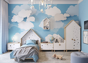 Мебель для самых маленьких в небесно-голубых цветах, мебель на заказ MrDoors