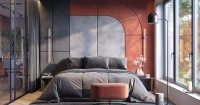 Мягкие стеновые панели в спальню Art Design, серые (арт. 110), мебель на заказ MrDoors