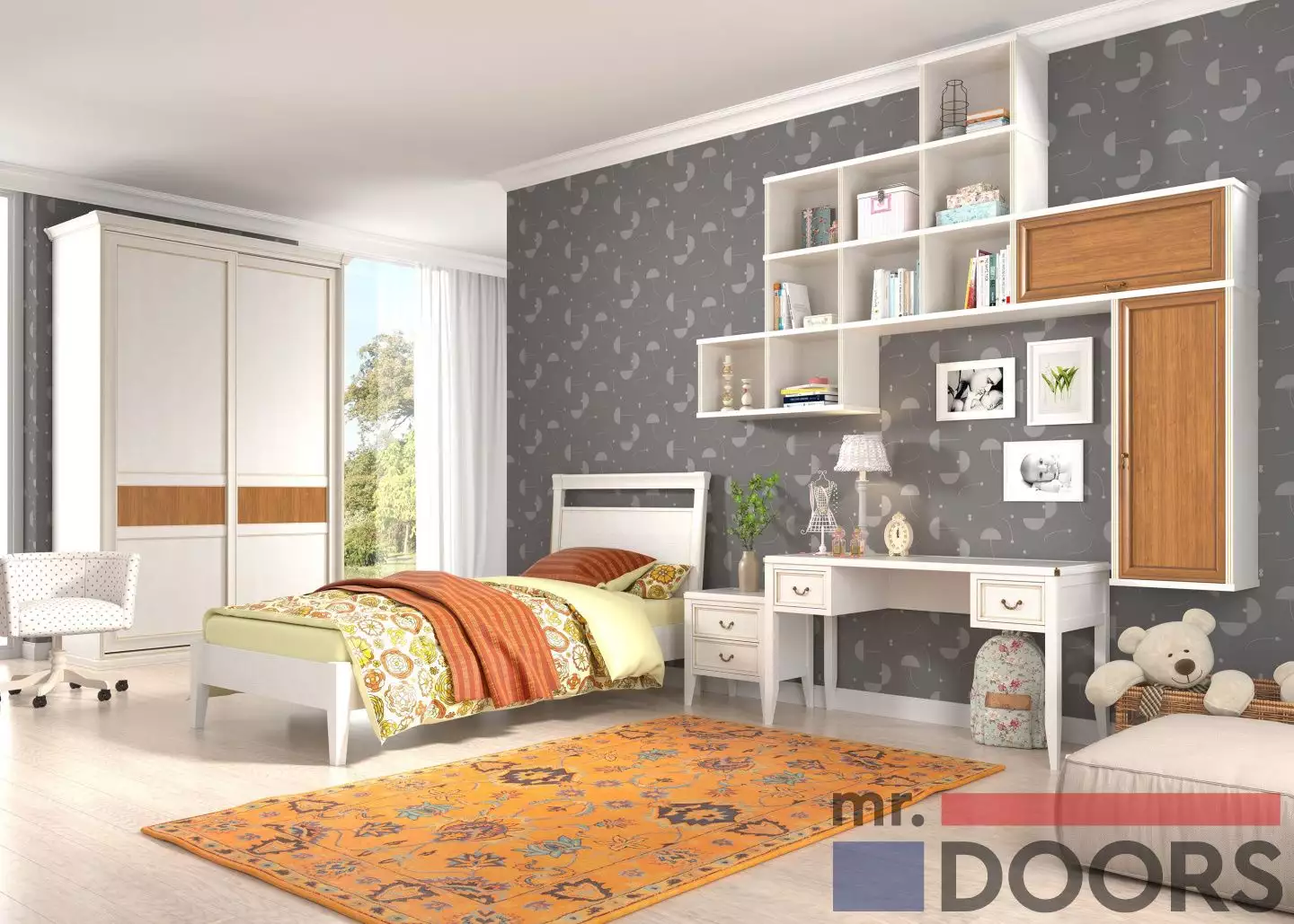  Шкафы-купе бело-коричневые mr.doors